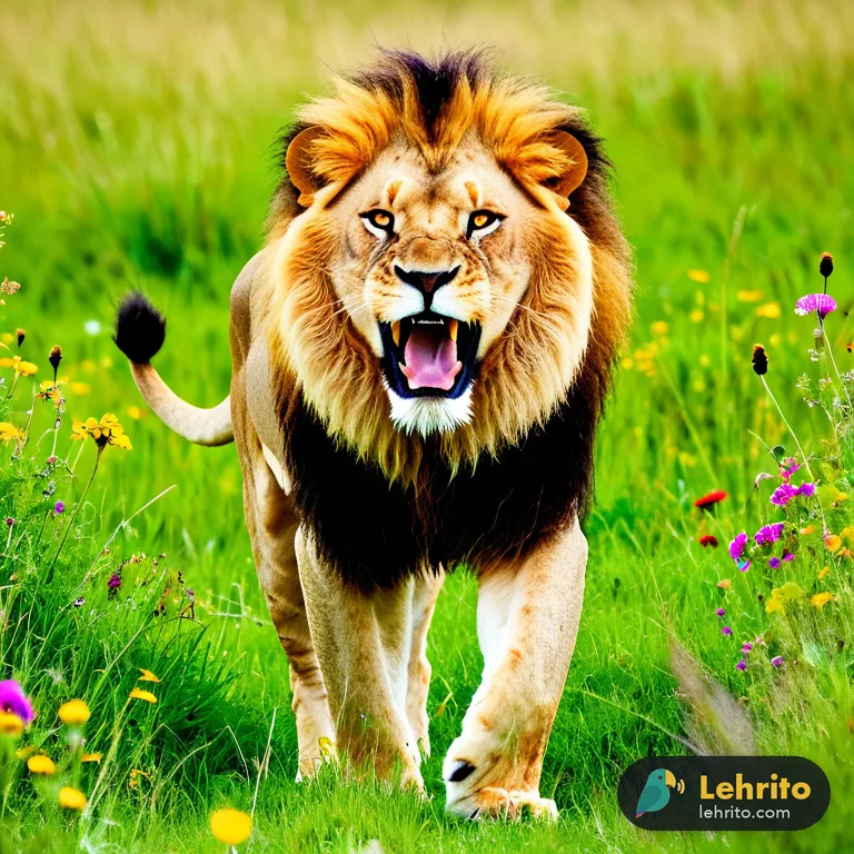lion — A large wild cat with golden fur; the male has a mane.